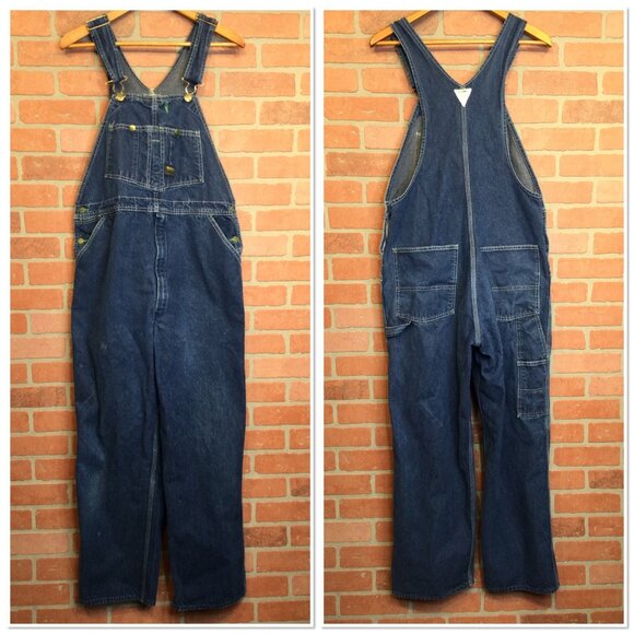 Vintage OshKosh Bgosh Vestbak Denim Carpenter Bib Overalls Mens Size 38 USA
